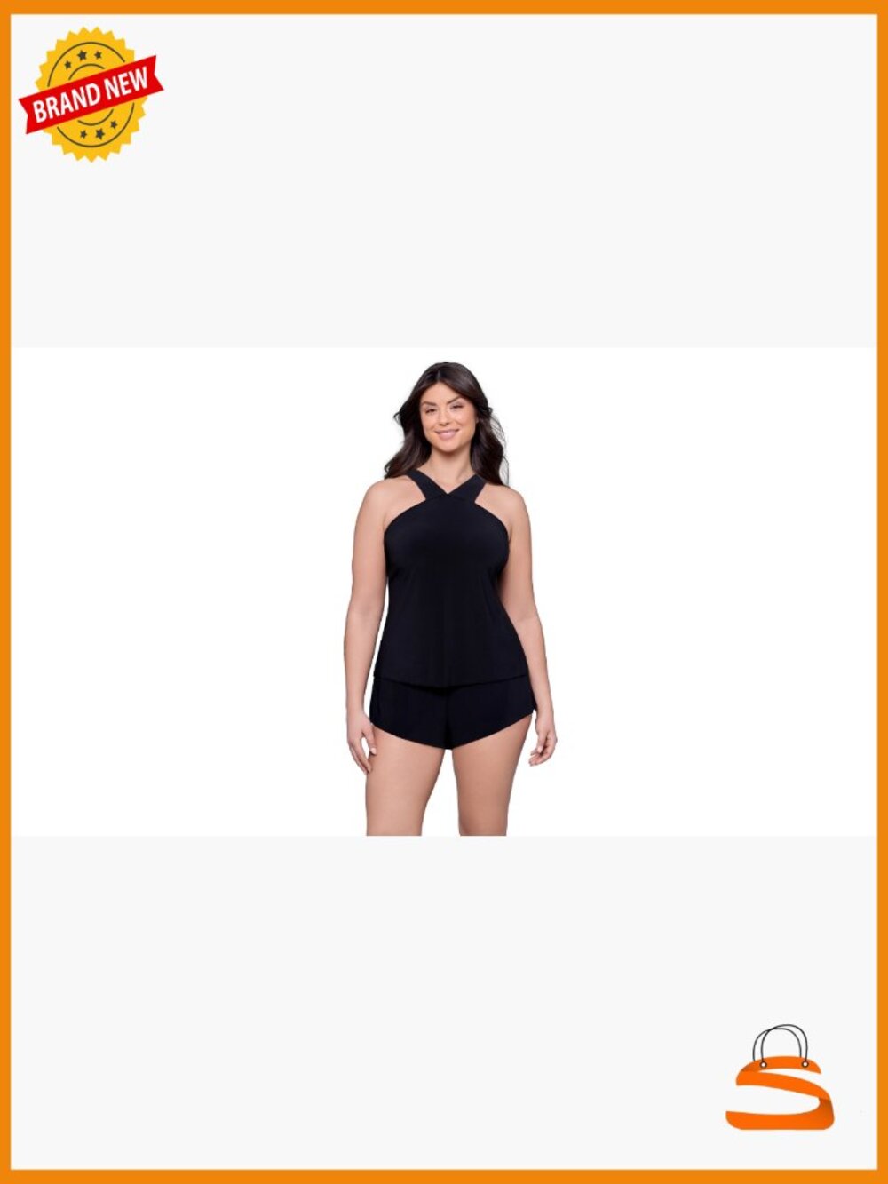 Slimming High Neck Swim Romper with Pockets Adjustable Straps - Picture 6 of 6